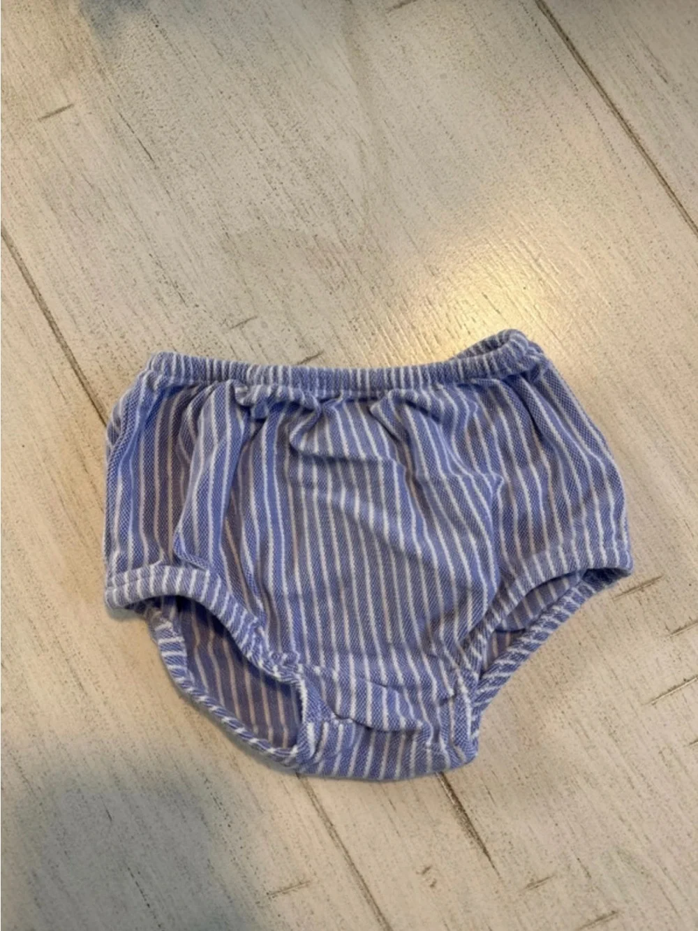 Ralph Lauren Blue and White Striped Cotton Baby Dress with Bloomers